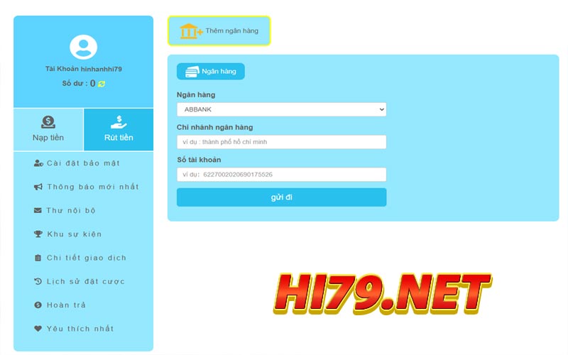 Cách rút tiền Hi79 an toàn
